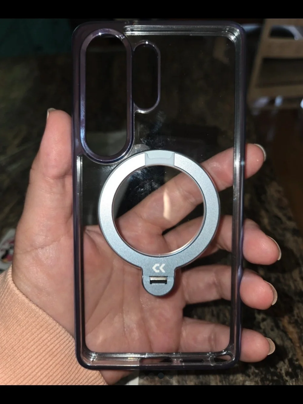 Casekoo Clear Magnetic Ring Phone Case with Blue Trim Samsung Galaxy  S26 Ultra